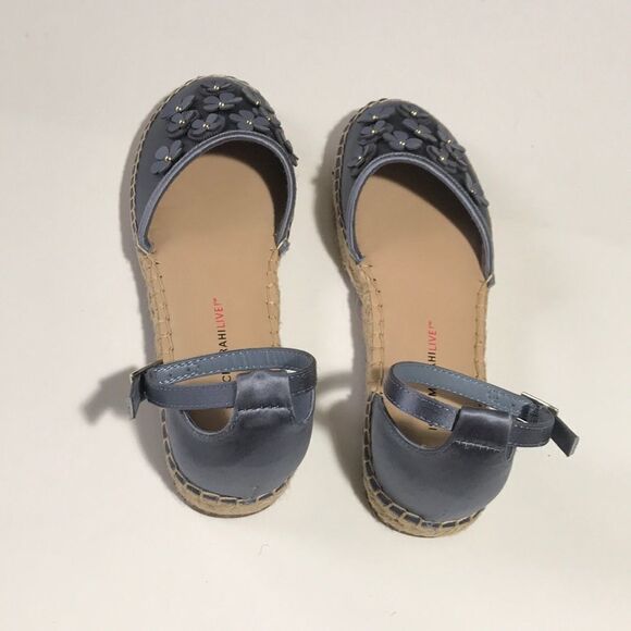 Isaac Mizrahi Floral Applique Satin Espadrilles - Picture 2 of 6